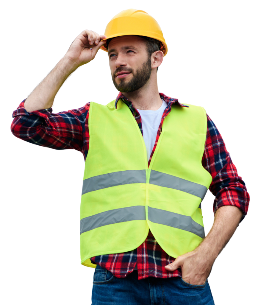 roofing man with yellow hard-hat